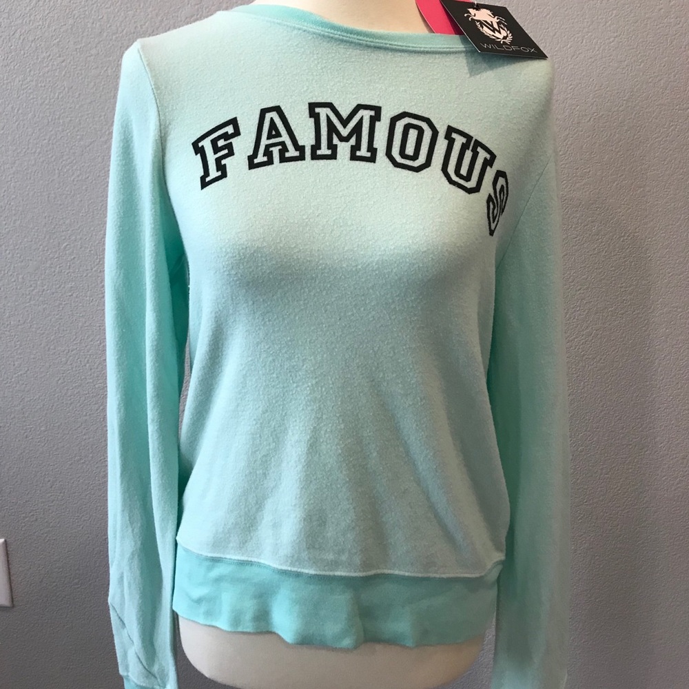 Wildfox Mint Sweater “Famous” Print Sz XS